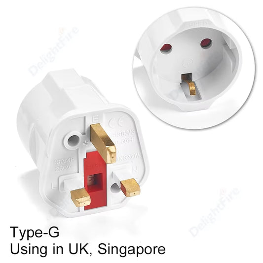 European EU to UK Plug Adapter Standard Euro 250V EU Plug to UK Electrical Socket Power Adapter Electrical Socket Outlet